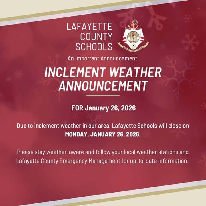 Lafayette Schools close Monday due to inclement weather