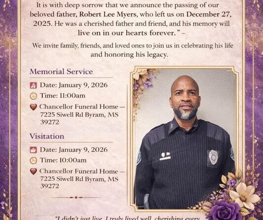 Memorial Service Set for Officer Robert Lee Myers in Byram
