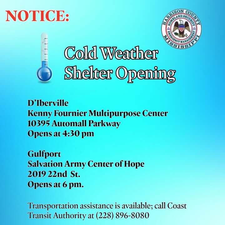 Harrison County opens cold shelters for Jan. 27-28