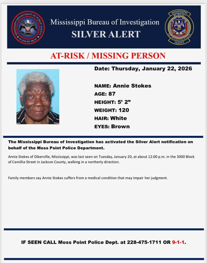 Silver Alert issued for Annie Stokes of D'Iberville