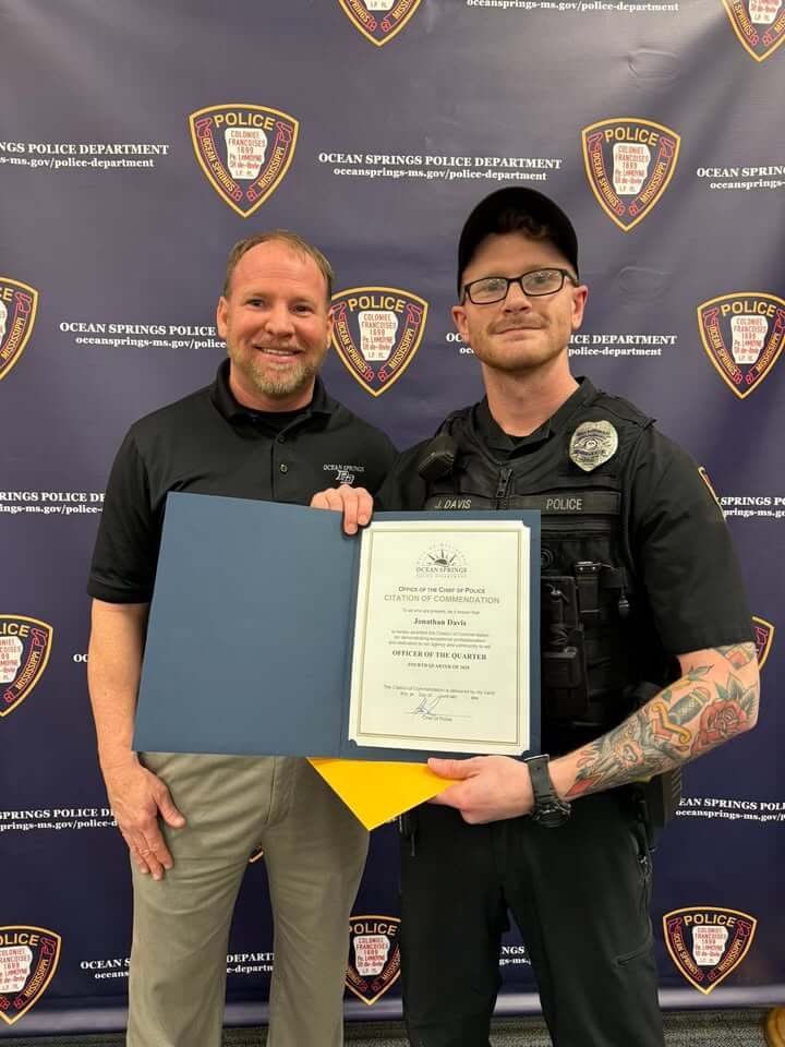 Ocean Springs Police name officer, civilian of fourth quarter 2025