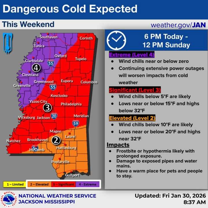 MEMA warns of dangerously cold temperatures across Mississippi