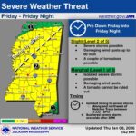 Mississippi faces slight risk of severe storms Friday into Saturday Mississippi faces slight risk of severe storms Friday into Saturday