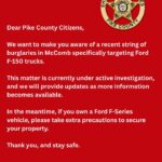 Pike County authorities seek info on recent burglaries Pike County authorities seek info on recent burglaries