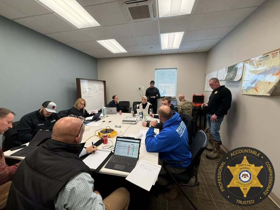 Sheriff East meets with Lafayette County, Oxford, MEMA and National Guard officials