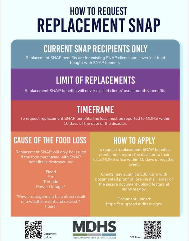 Mississippi allows SNAP replacement for food lost in disasters