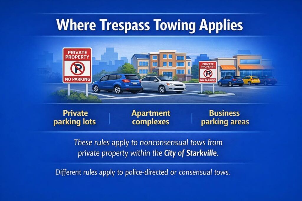 Starkville clarifies where trespass towing applies