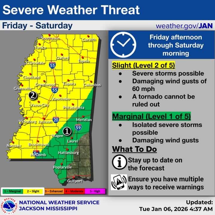 Lafayette County, Oxford monitor late-week storms, potential severe weather on Friday