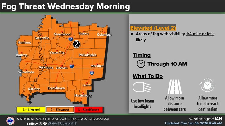 Dense fog prompts morning travel advisory Wednesday