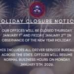 Mississippi DPS offices closed Jan. 1-2 for New Year holiday Mississippi DPS offices closed Jan. 1-2 for New Year holiday