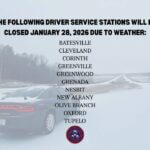Driver Service Bureau closes North Mississippi locations Jan. 28 due to winter weather Driver Service Bureau closes North Mississippi locations Jan. 28 due to winter weather