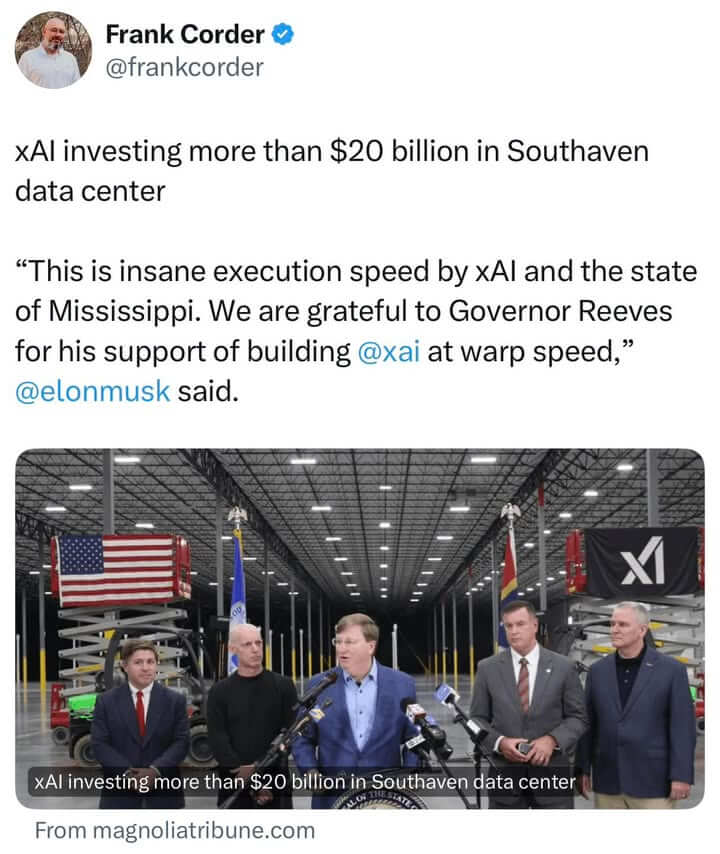 Elon Musk Highlights Mississippi's Fast-Tracking Business Growth