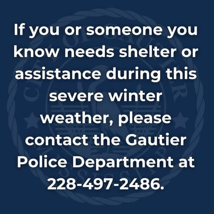 Gautier Police offer shelter assistance during severe winter weather