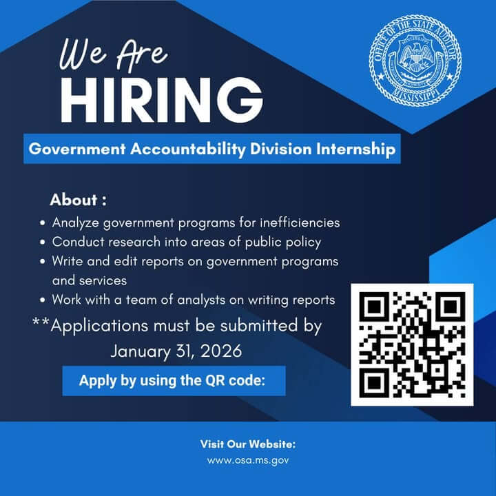 OSA seeks interns for Government Accountability Division in Jackson