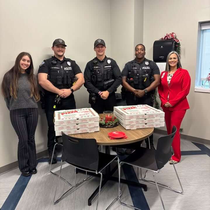 The Azul Apartment Homes bring lunch with pizza for residents