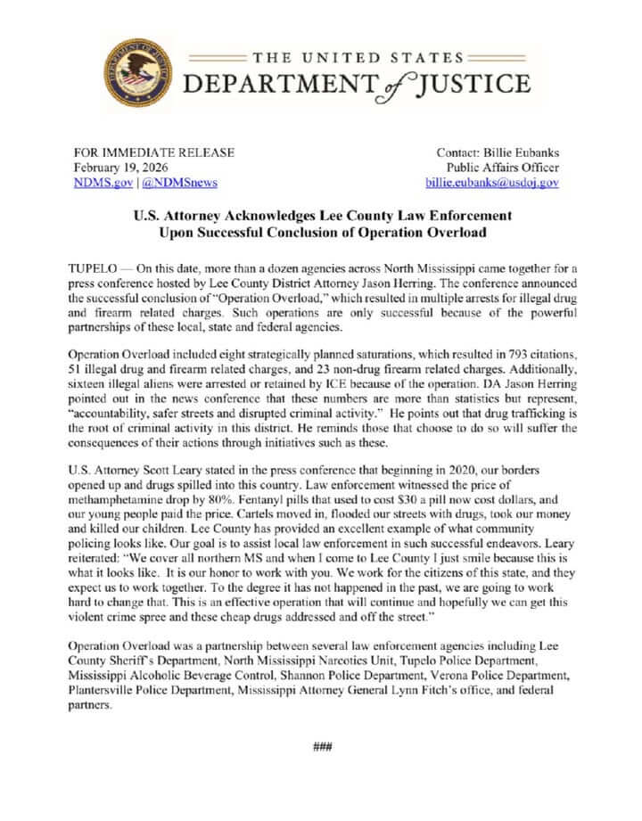Local agency thanks U.S. Attorney Scott Leary for highlighting Operation Overload