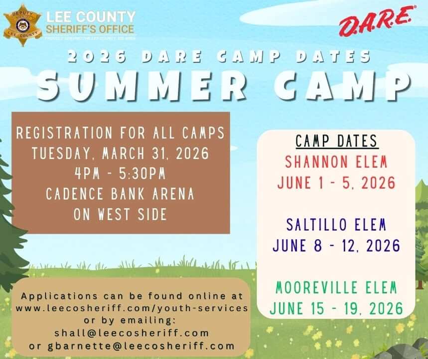 Lee County Sheriff's Office announces 2026 DARE summer camp, registration date