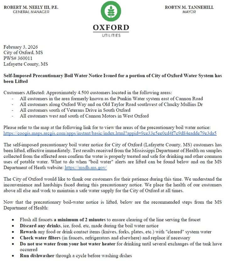 Officials lift precautionary boil water notice for areas affected Jan. 29