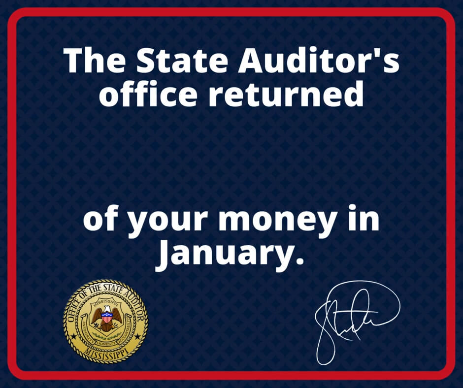 Mississippi auditor returns $93,881 to taxpayers in January