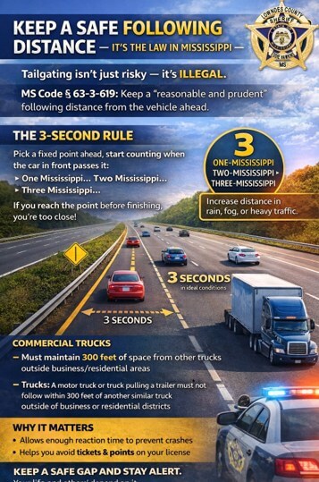 Lowndes County warns tailgating illegal under Mississippi law