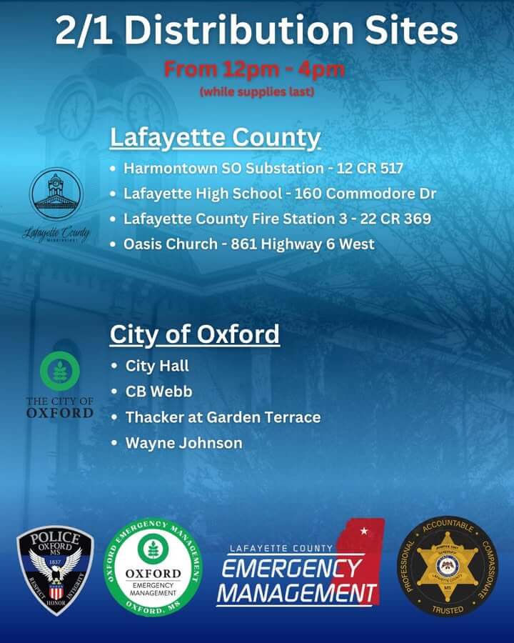 National Guard distributes MREs, water in Lafayette County and Oxford