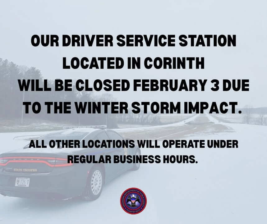 Corinth driver service station closes Feb. 3 due to winter storm