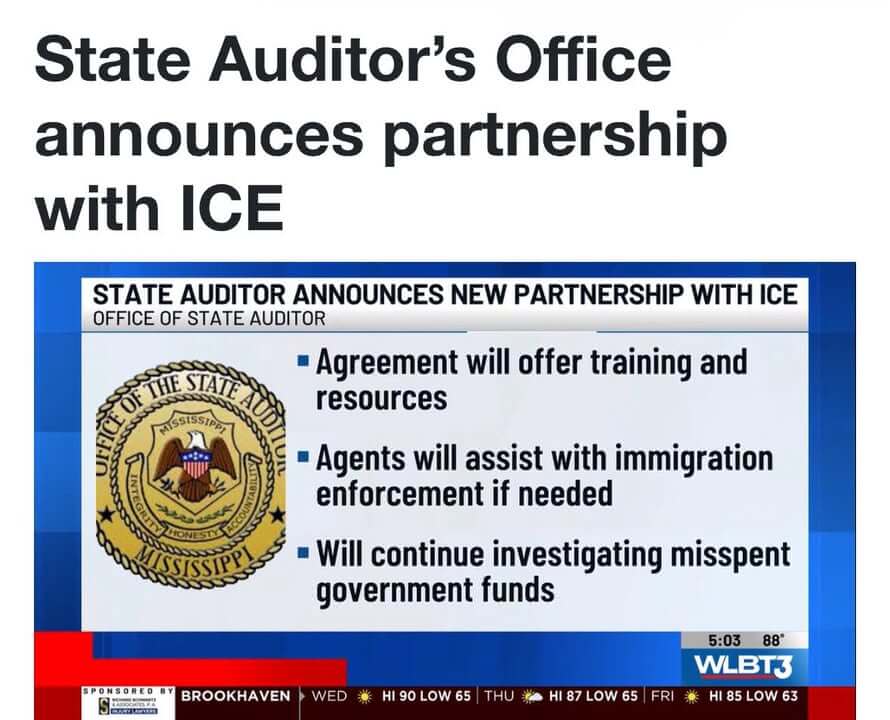 Mississippi auditor partners with ICE under 287(g) program