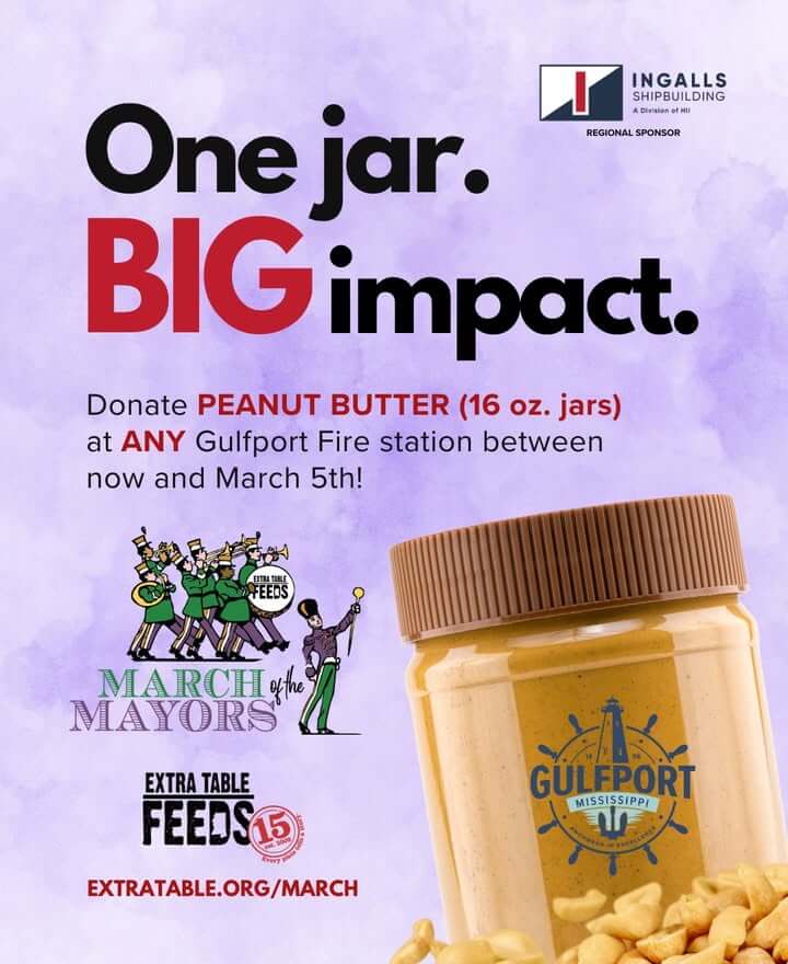Gulfport urges donations for March of Mayors peanut butter drive