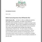 Rankin County issues burn ban Rankin County issues burn ban