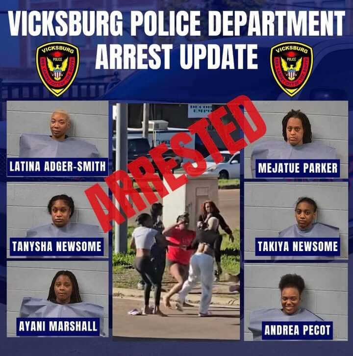Vicksburg police arrest six after fight at intersection
