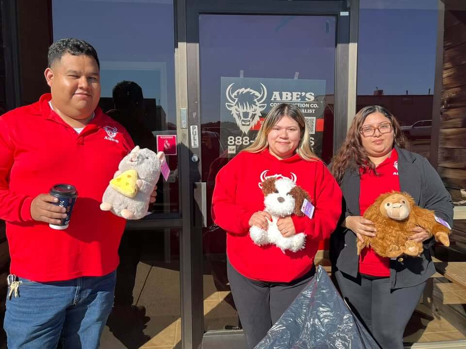 Abes Construction donates teddy bears to comfort children