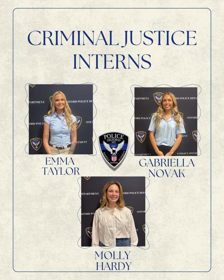 Oxford Police Department welcomes criminal justice interns