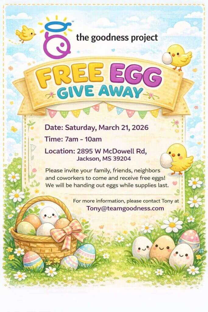 Goodness Project offers free eggs in Jackson Saturday