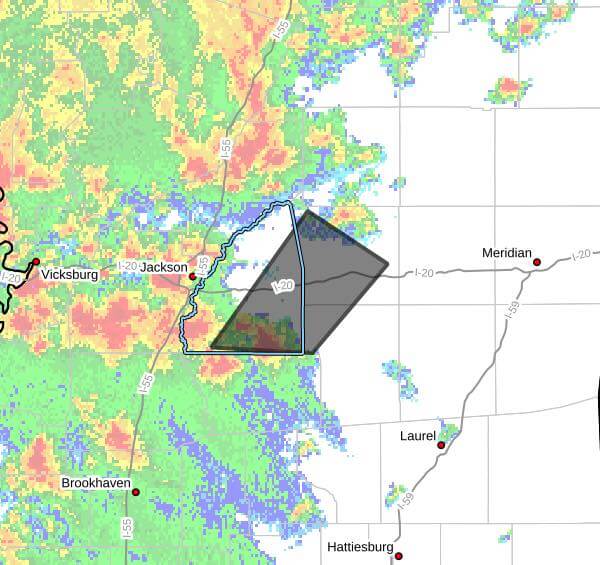 NWS issues severe thunderstorm warning for central Mississippi