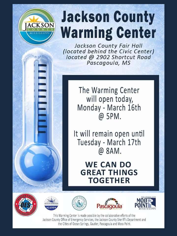 Pascagoula PD shares warming center information