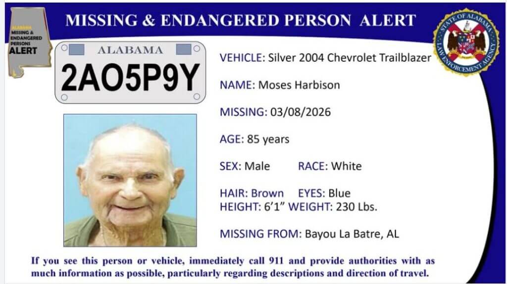 Moses Harbison reported missing after last seen on Highway 26 in Wiggins