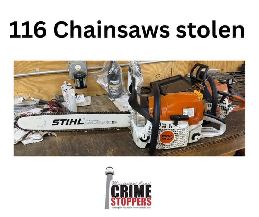 Police seek 116 chainsaws stolen from Ocean Springs tree service