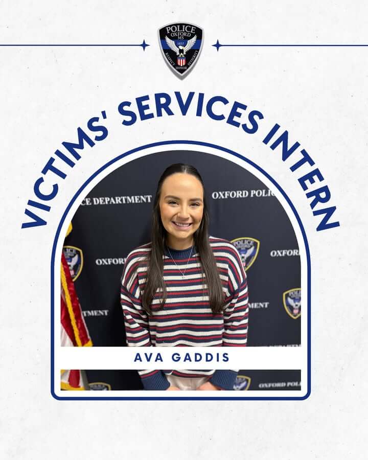 Oxford Police Department welcomes victims' services intern