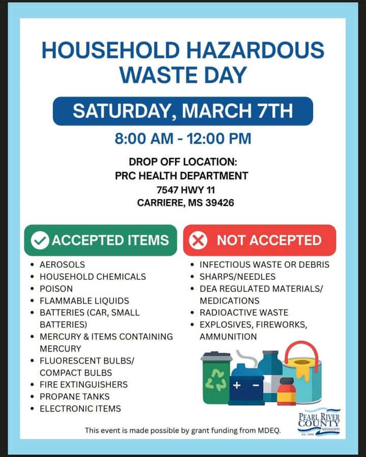Pearl River County holds spring household hazardous waste day Saturday