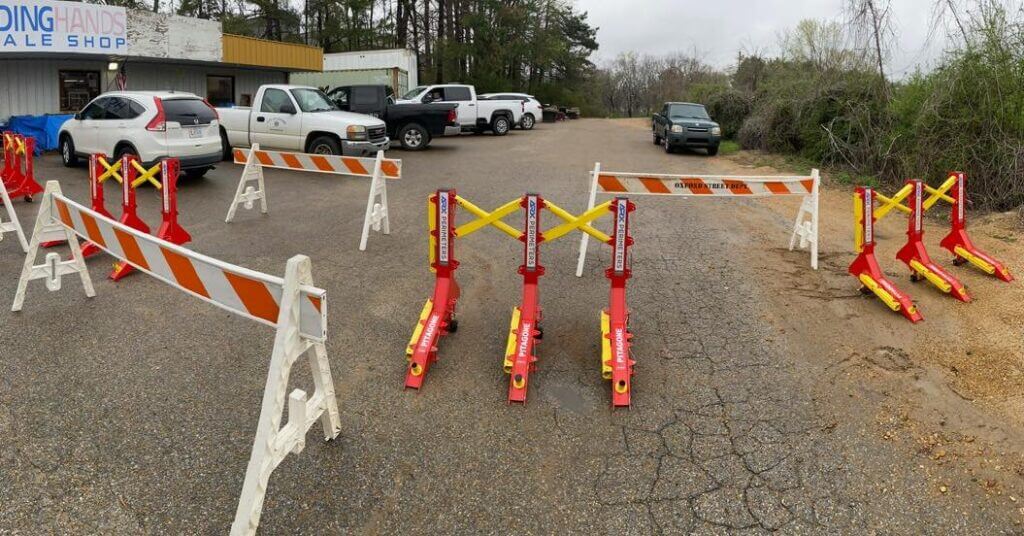 Street Department places barricades at Holding Hands parking lot
