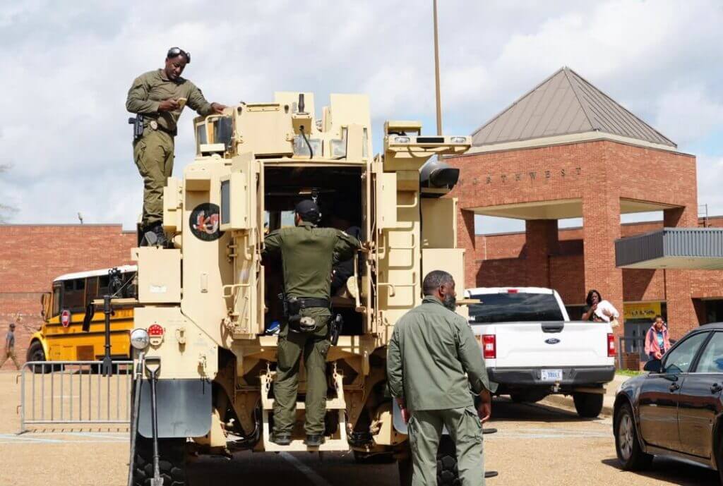 Jackson Police showcase MRAP at Northwest Middle School Career Day