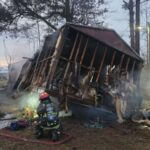 Burning leaves spreads, destroys trailer in Macedonia Burning leaves spreads, destroys trailer in Macedonia