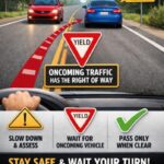 Drivers yield to oncoming traffic when passing parked car Drivers yield to oncoming traffic when passing parked car