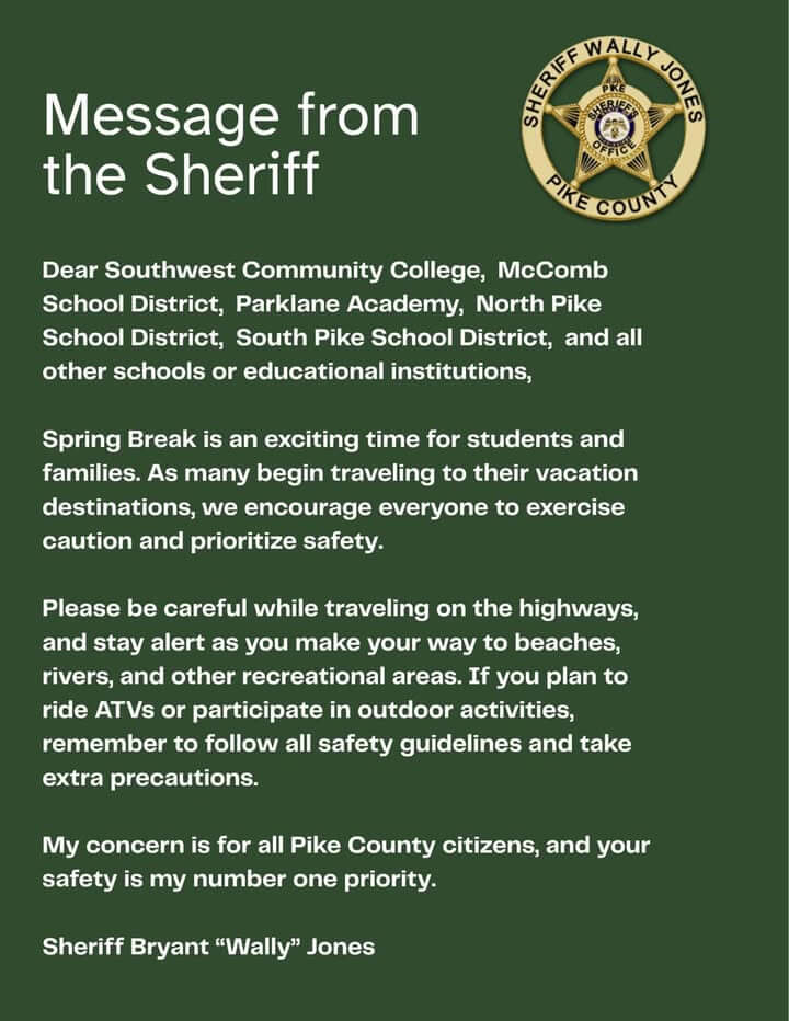Sheriff Bryant "Wally" Jones issues public message