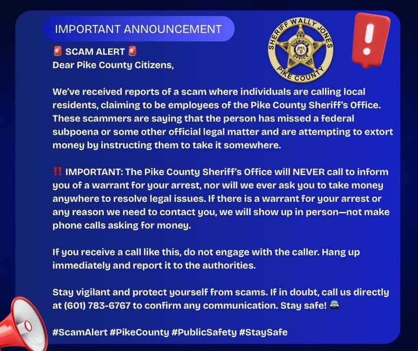 Pike County Sheriff's Office warns public about scam activity