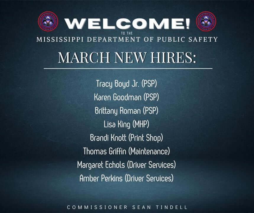Mississippi Department of Public Safety welcomes new team members