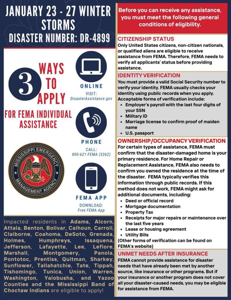 Mississippi residents in 36 counties may qualify for FEMA aid after Jan. storms