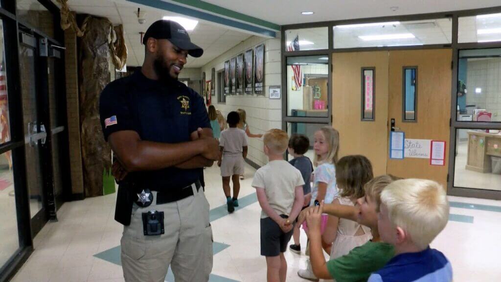 Deputy Gabriel Peace connects with Pisgah students as school resource officer