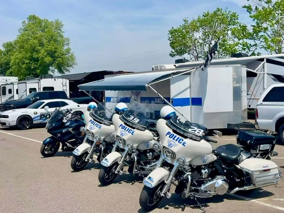 Southaven police display motorcycles at Landers Center for memorial motor rodeo