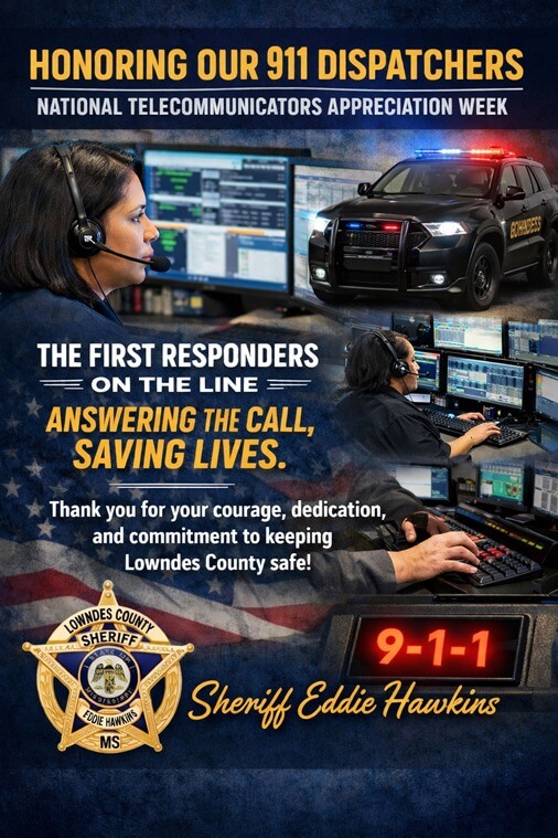 Lowndes County sheriff honors 911 dispatchers during Telecommunications Appreciation Week